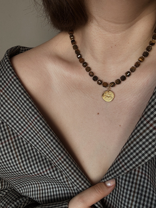 złote naszyjniki Naszyjnik Tygrysie Oko Moneta