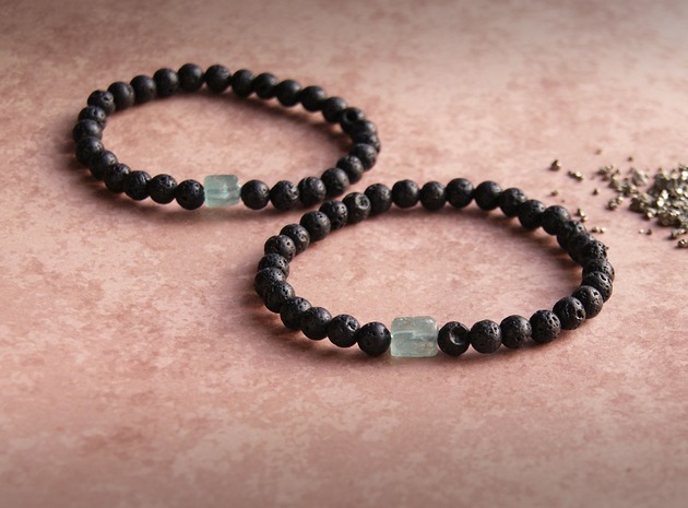 bransoletki z kamieni naturalnych KOMPLET dla PARY : apatyt, lawa