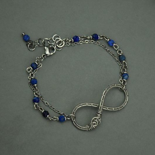 bransoletki wire wrapping Bransoletka nieskończoność niebieski apatyt wire wrapping