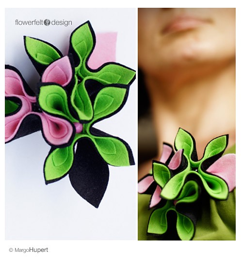 czarna z różem i zielenią FlowerFelt Design