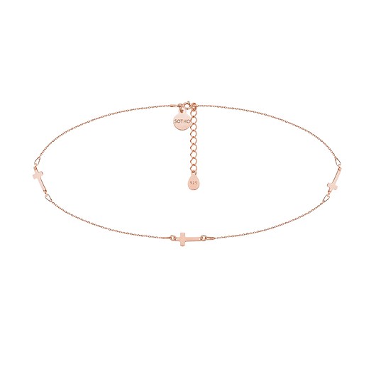 chokery Choker z różowego złota z trzema krzyżykami
