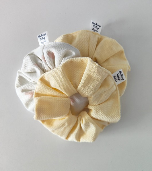 gumki do włosów Scrunchie BANANA/LOVE 3szt - frotka do włosów velvet