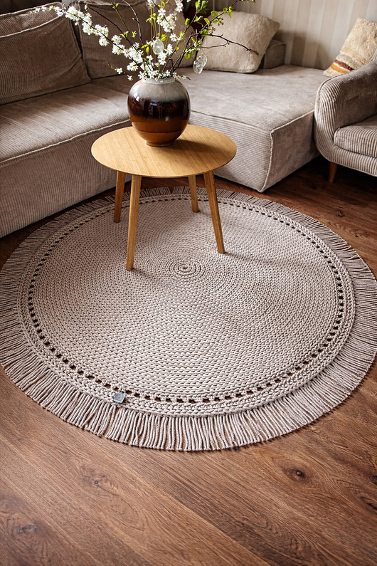 dywany Dywan Boho z frędzlami Ręcznie robiony dywan bawełniany 130 cm