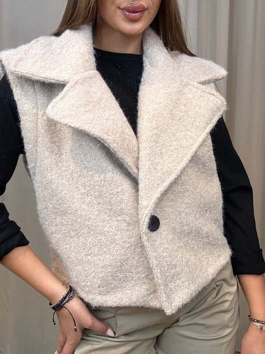 kamizelki damskie Kamizela jesienna Beige