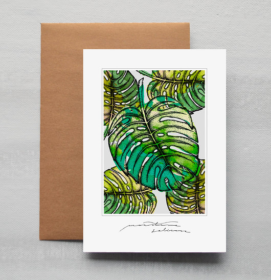 Monstera-pocztówka Anna Chudzik Pawlik Art