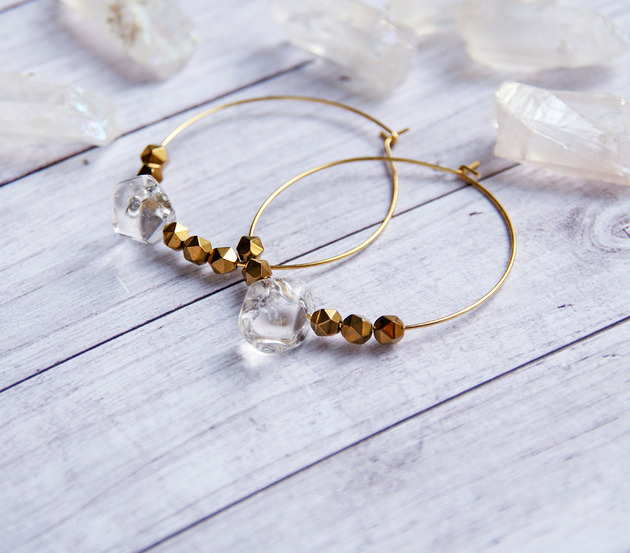 kolczyki z kamieniami Kryształ górski - kolczyki GLAM