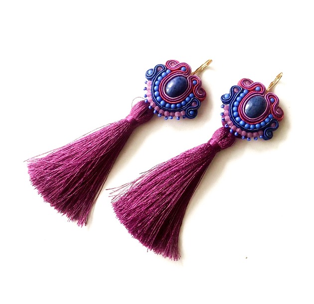 kolczyki soutache Sutaszowe kolczyki VAUCLUSE z chwostami