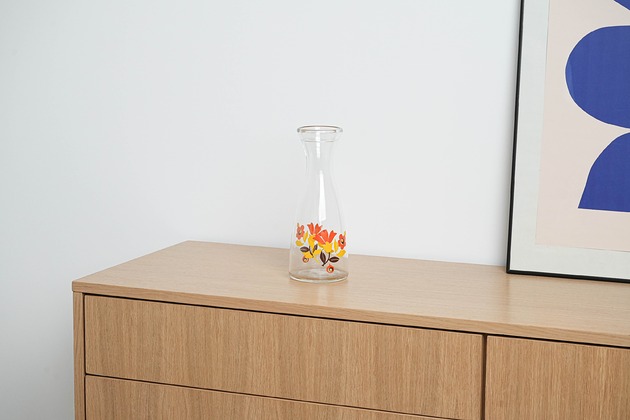 czajniki i dzbanki Karafka szklana, włoski design, lata 70, produkcja: Włochy