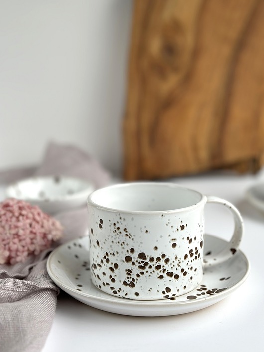 filiżanki Prosta filiżanka ceramiczna ok. 250 ml - KROPKi  Dalmatyńczyk