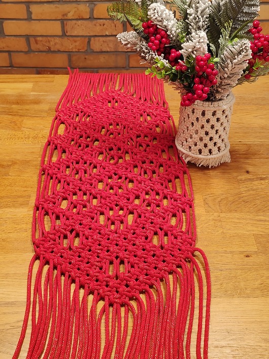 makramy Bieżnik na stół na komodę ozdoba stołu prezent dla mamy przyjaciółki