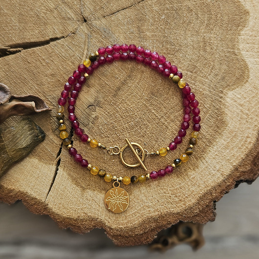chokery Choker z agatem, jadeitem i tygrysim okiem