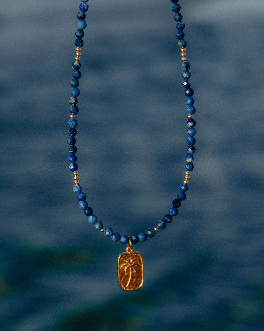 naszyjniki - inne Naszyjnik lapis lazuli z zawieszką palmą