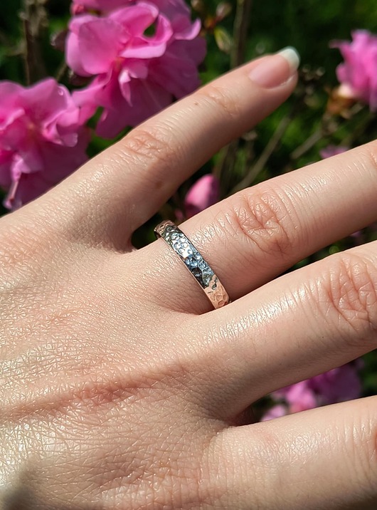 obrączki Obrączka młotkowana Drop srebro 925