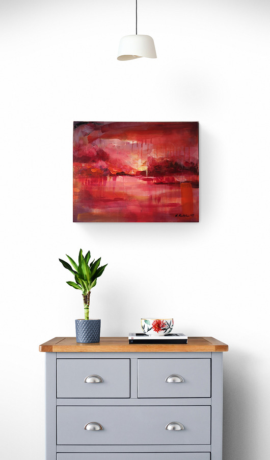 obrazy Obraz ręcznie malowany na płótnie 40x50 cm - abstrakcyjny pejzaż