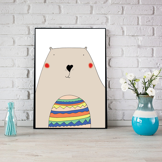 plakat A3 duży miś MUKI design