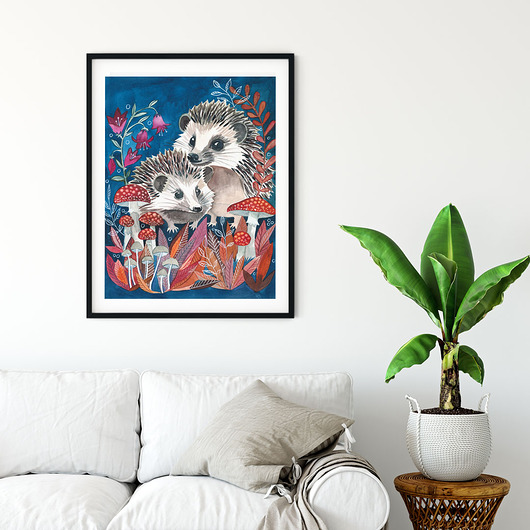 plakaty Hedgehogs ilustracja drukowana
