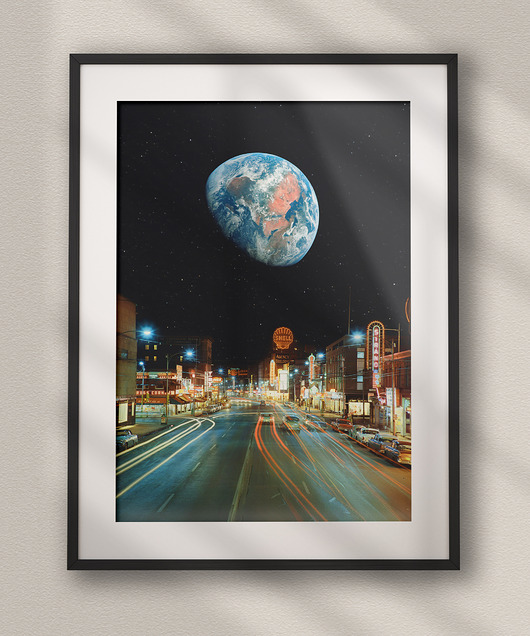 plakaty Plakat Nocna przejażdżka - Kolaż Fine Art - Dekoracja Ścienna Do Salonu