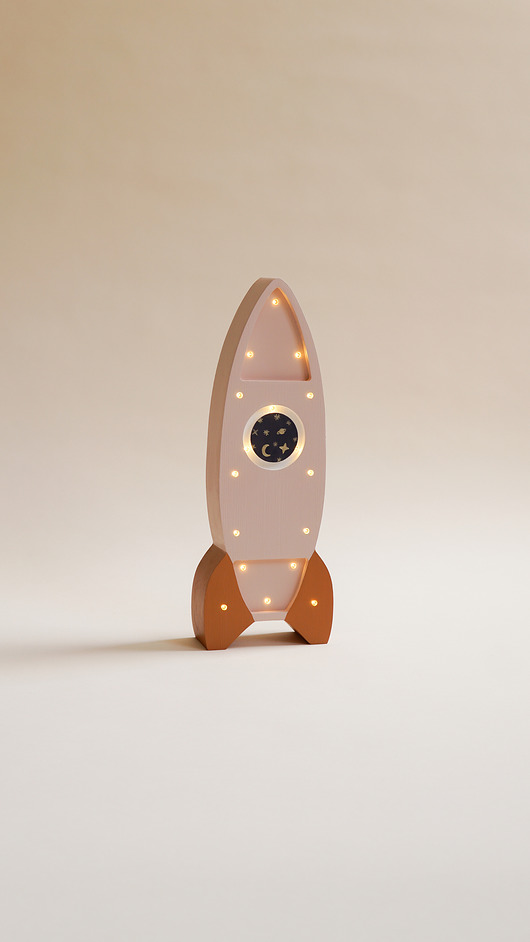 lampy do pokoju dziecka Drewniana Lampka Rakieta