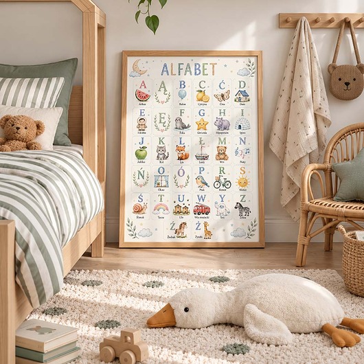 obrazy i plakaty do pokoju dziecięcego Plakat edukacyjny ALFABET dla chłopca
