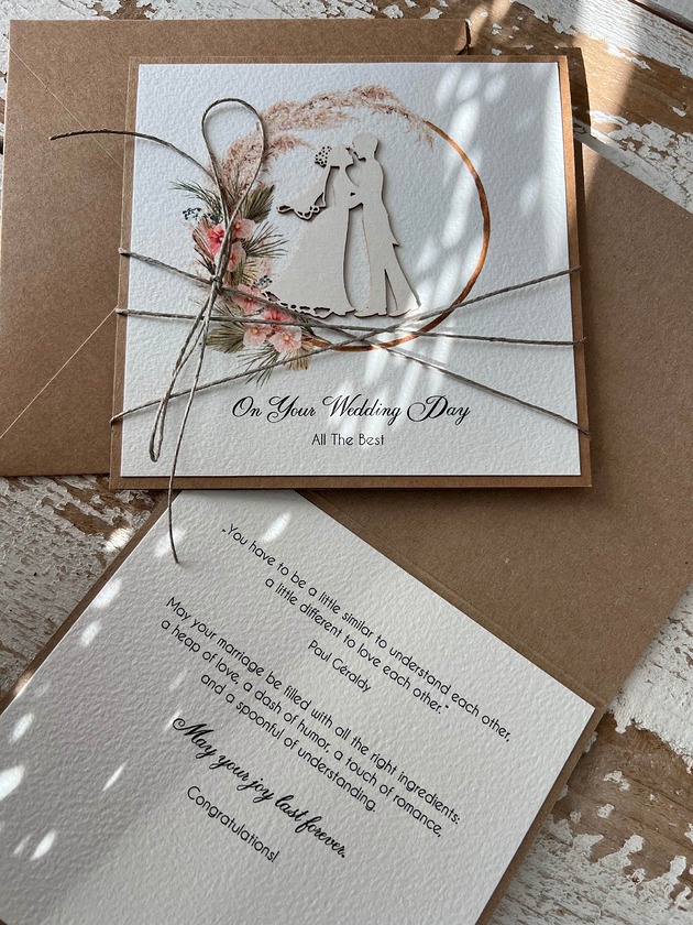 zaproszenia i kartki na ślub Stylowa kartka ślubna z kopertą Wedding Day