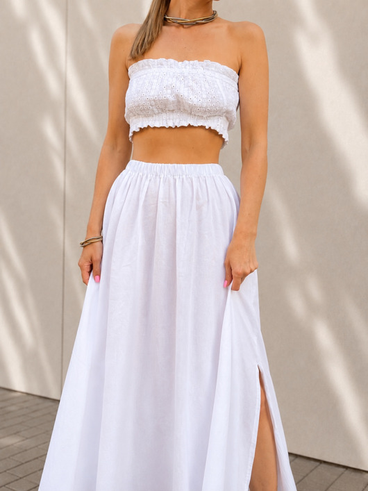 spódnice maxi Feather White - spódnica ze 100% bawełny