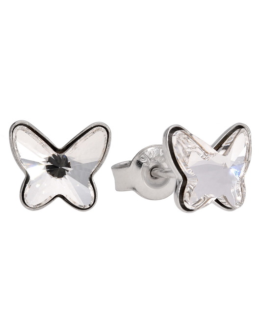 Kolczyki srebro białe motyle Swarovski KOM Biżuteria
