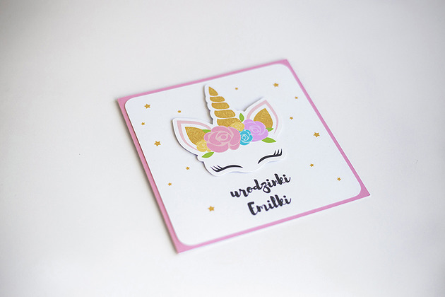 kartki okolicznościowe - wydruki Zaproszenie na urodziny roczek JEDNOROŻEC