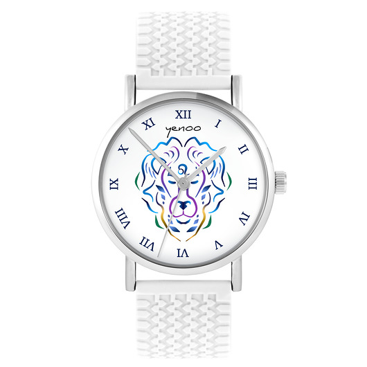 zegarki unisex Kolekcja Starlight - Lew - silikonowy, biały