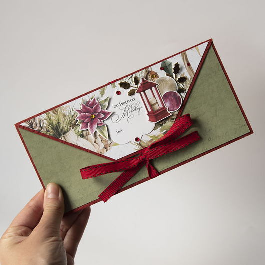 kartki świąteczne Świąteczny folder na pieniądze kartę prezentową kartka