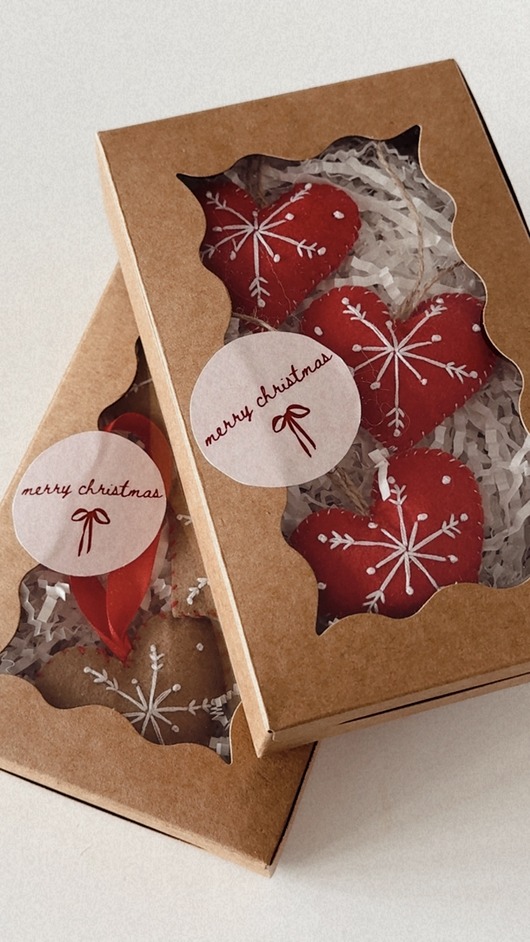 ozdoby choinkowe Zestaw prezentowy zawieszka choinkowa serce 3szt