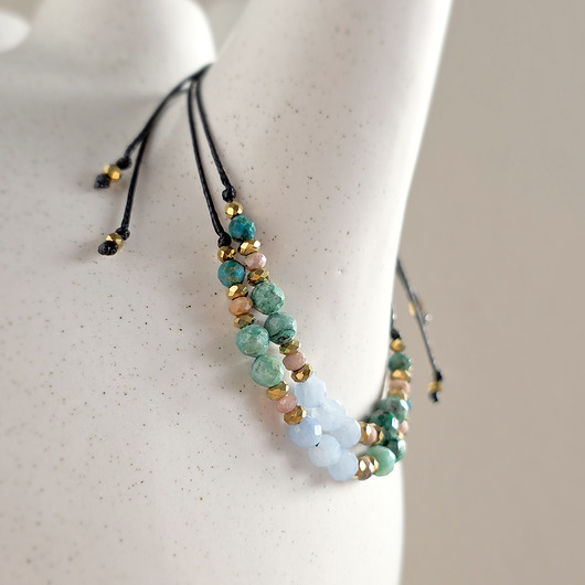 bransoletki z kamieni naturalnych Angelit, chryzokola, rodochrozyt, hematyt bransoletka