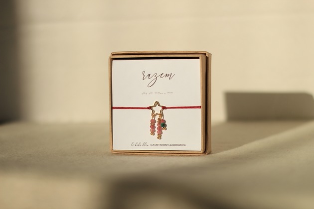 bransoletki na sznurku RAZEM - Alfabet Morse'a - Kamienie urodzeniowe Birthstones