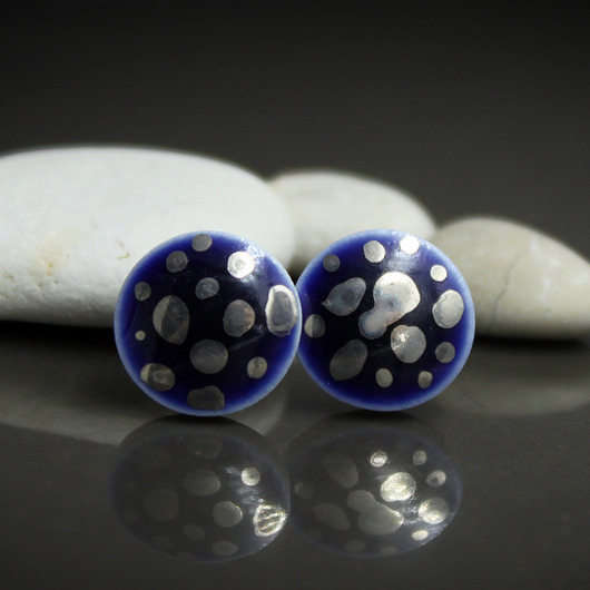 kolczyki ceramiczne PEBBLE Platinum 14mm /stal chirurgiczna/