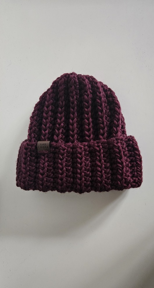 czapki damskie Czapka wełniana w kolorze wino śliwkowe