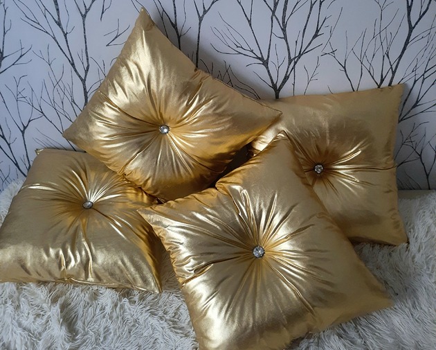 dodatki - różne Poduszki dekoracyjne komplet 2 sztuk  złota 40x40