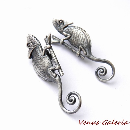 Kameleony szare - kolczyki srebrne VENUS GALERIA