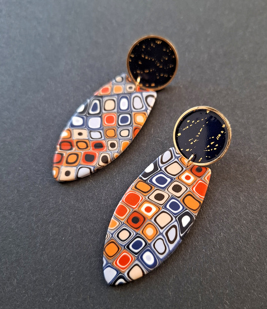 kolczyki z masy plastycznej Kolczyki barwne odbicia no9