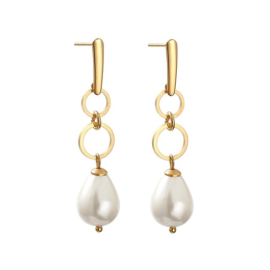 kolczyki pozłacane Pozłacane kolczyki z perłowymi kroplami