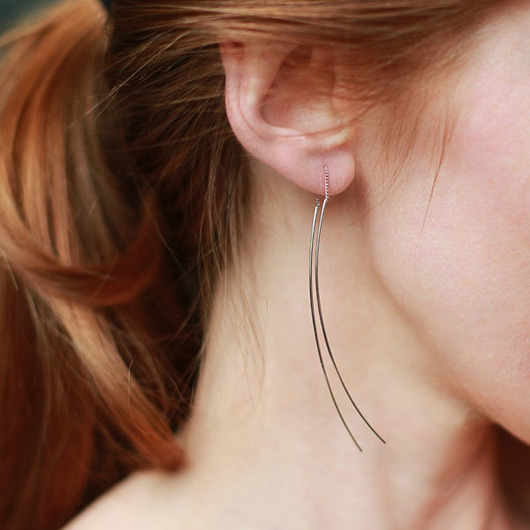 kolczyki wire wrapping Igiełki v  Silver