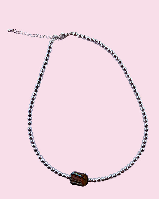 chokery Naszyjnik z perłą barokową czarną - hematyt