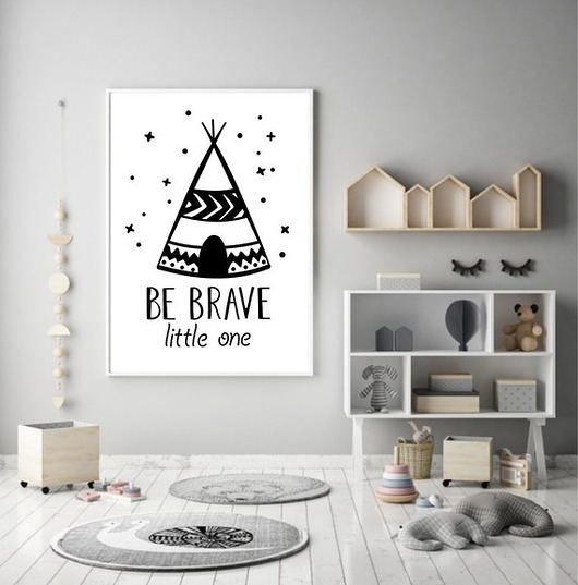 PLAKAT DO POKOJU DZIECKA dla chłopca BE BRAVE black dot studio
