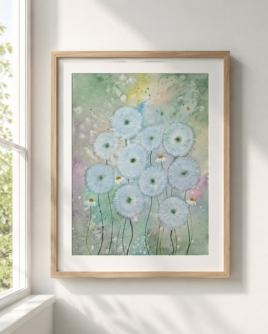 obrazy Oryginalna akwarela. Delikatne dmuchawce 30x40cm