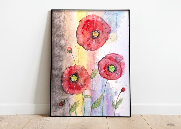 obrazy Promo! Oryginalna akwarela. Maki 30x40cm