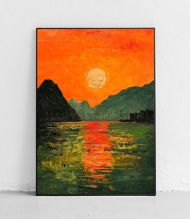 plakaty Plakat Zachód słońca nad wodą