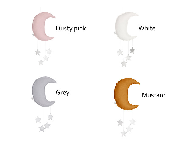 karuzele i girlandy do łóżeczka Lniany mobil księżyc, mobil dla dziecka