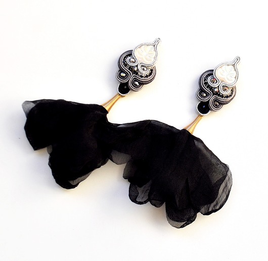 kolczyki soutache Sutaszowe kolczyki  WHITE&BLACK