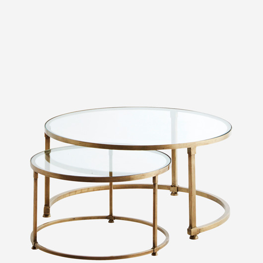 Zestaw dwóch stolików w kolorze mosiądzu Home Design