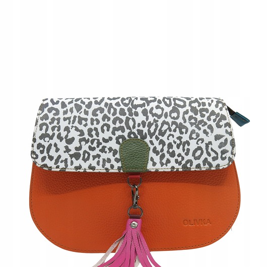 torby na ramię Torebka damska klasyczna odpinany wymienny chwost brelok OLIVKA