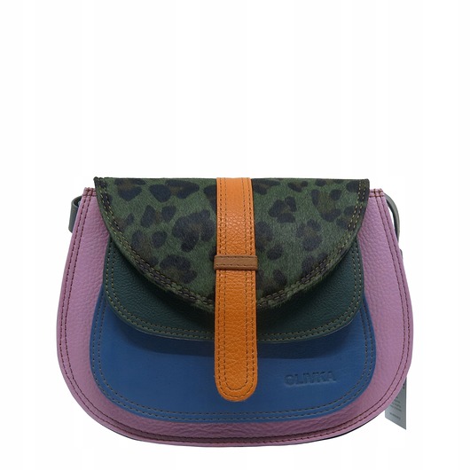 torby na ramię Torebka damska na ramię skórzana pojemna kolorowa ze skrawków eko OLIVKA
