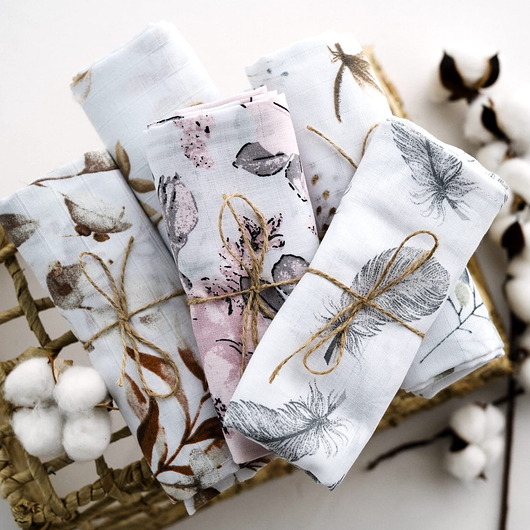 przewijaki i ręczniki dla dzieci Ulewajki pieluszki muślinowe 5-pak 39x39 cm VILLAGE TIME od BabyU